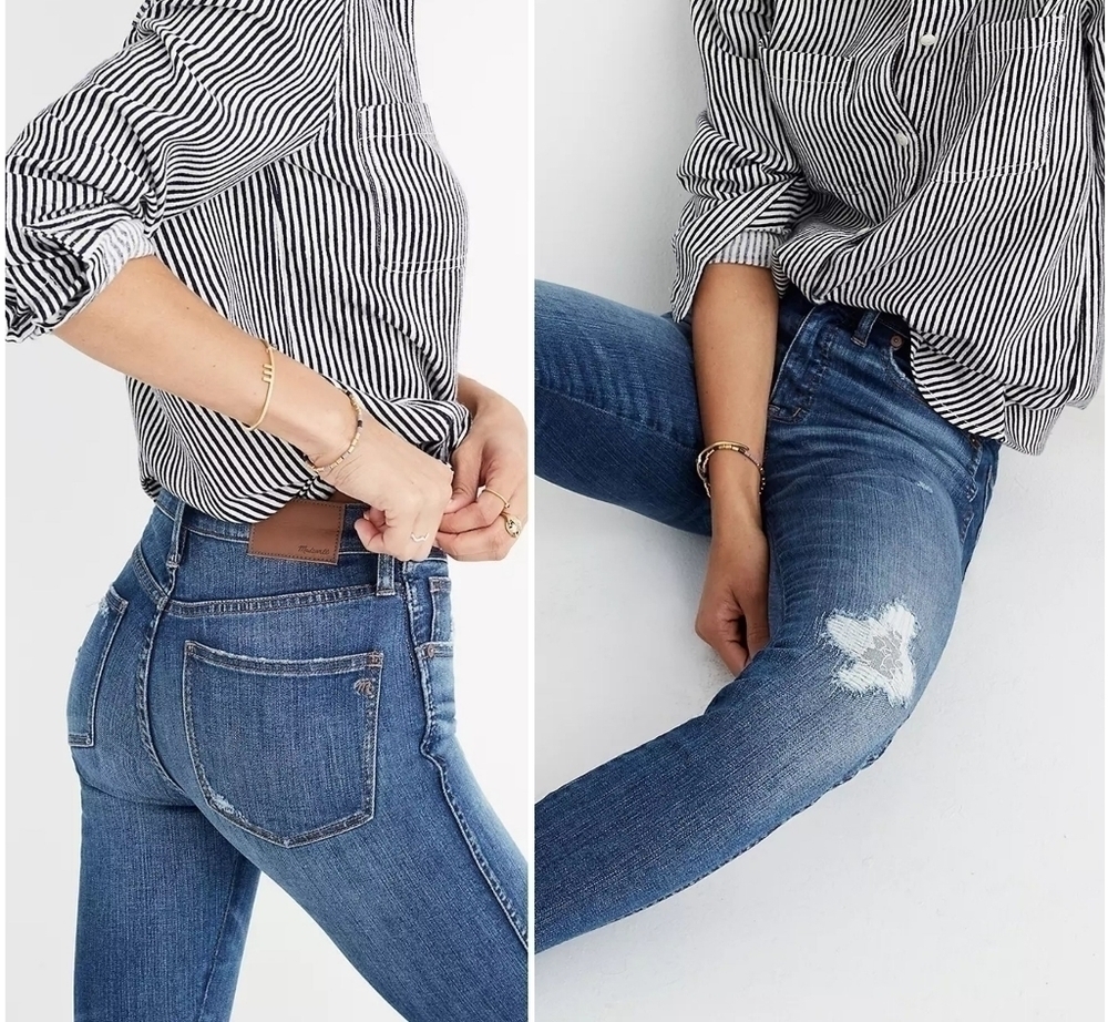 Madewell 9" High-Rise Skinny Jeans in Allegra Wash: Rip and Repair Edition,Sz 24